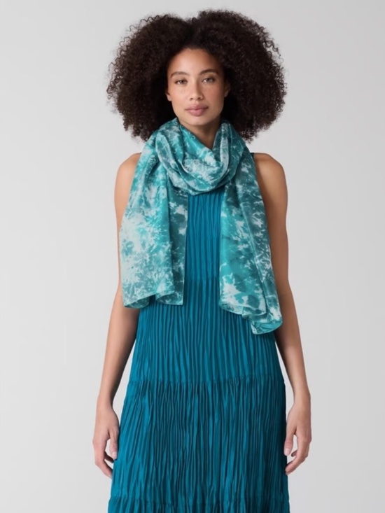 Eileen Fisher Accessories - NWT Eileen Fisher Tie-Dye Blue 100% Silk Scarf One Size